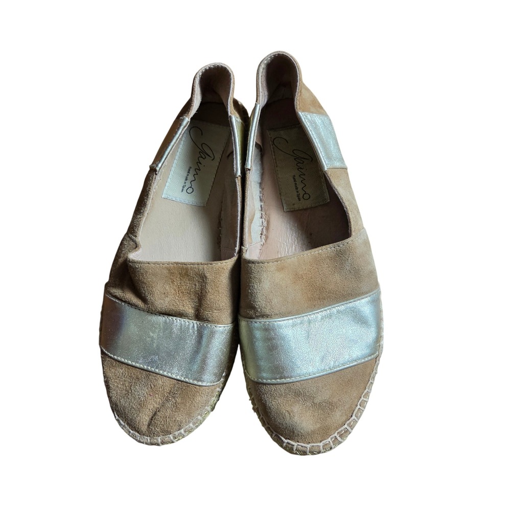 Gaimo Chicco Suede Metallic Platform Espadrille Flats Handmade 7-7.5 Spain